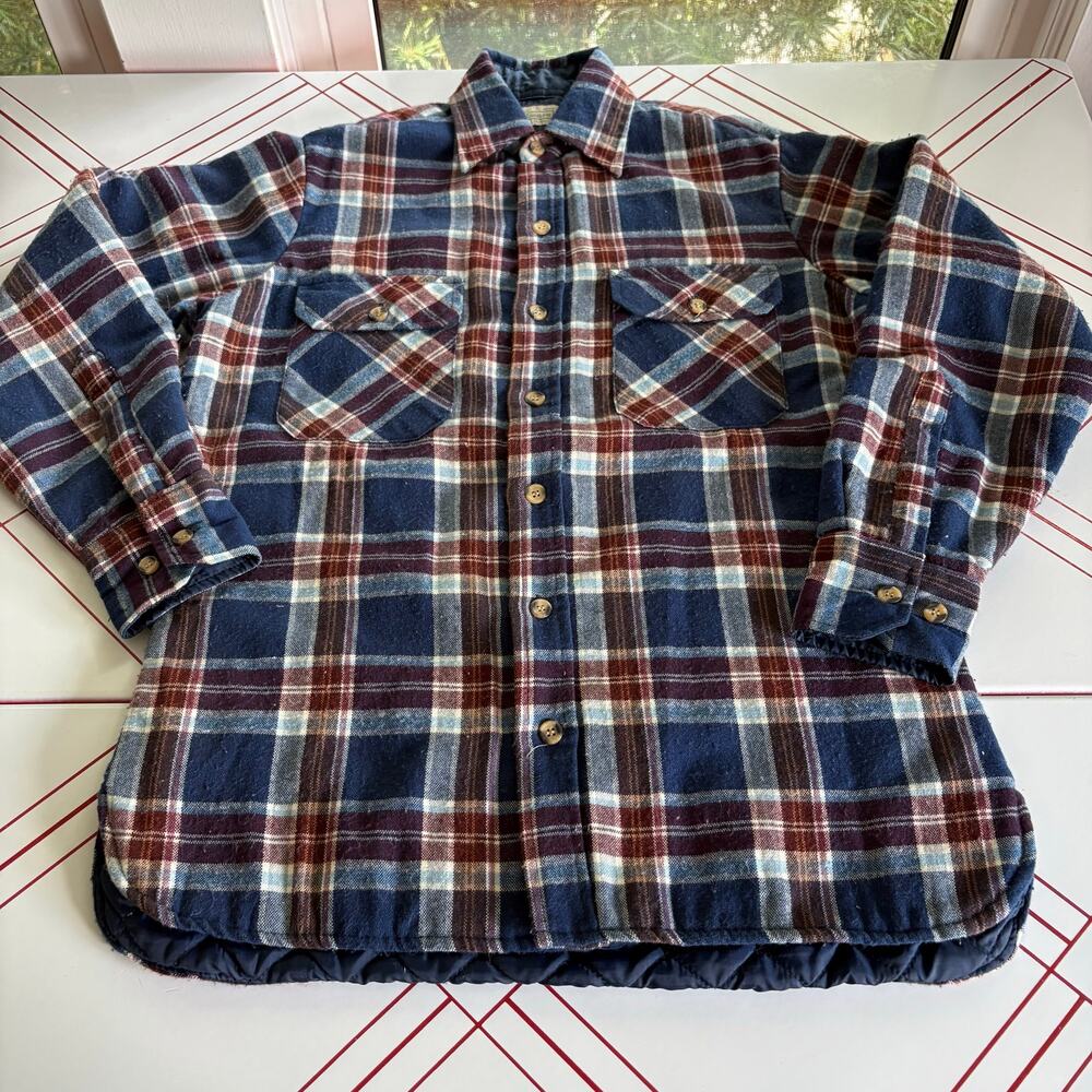 Vintage Sears Plaid Quilted Lined CPO Shirt Jacket Men’s Small